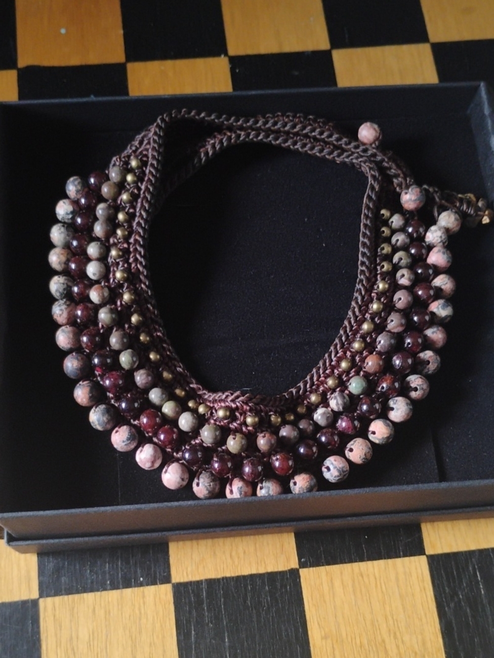 Elegant Beaded Necklace - Brown and Multicolor
